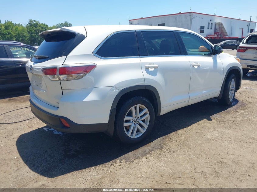 Vin: 5tdbkrfh4gs317548, lot: 45789172, toyota highlander le v6 20164
