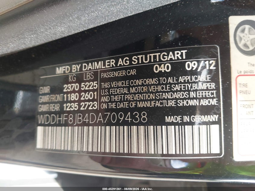 2013 Mercedes-Benz E 350 4Matic VIN: WDDHF8JB4DA709438 Lot: 45291361