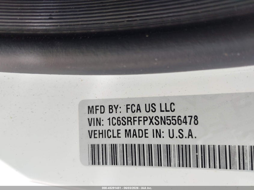 2025 Ram 1500 Big Horn 4X4 5'7 Box VIN: 1C6SRFFPXSN556478 Lot: 45291451