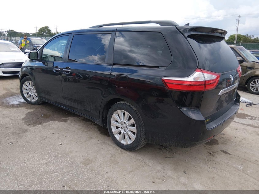 Vin: 5tdyk3dc3fs599193, lot: 45790252, toyota sienna limited premium 7 passenger 20153