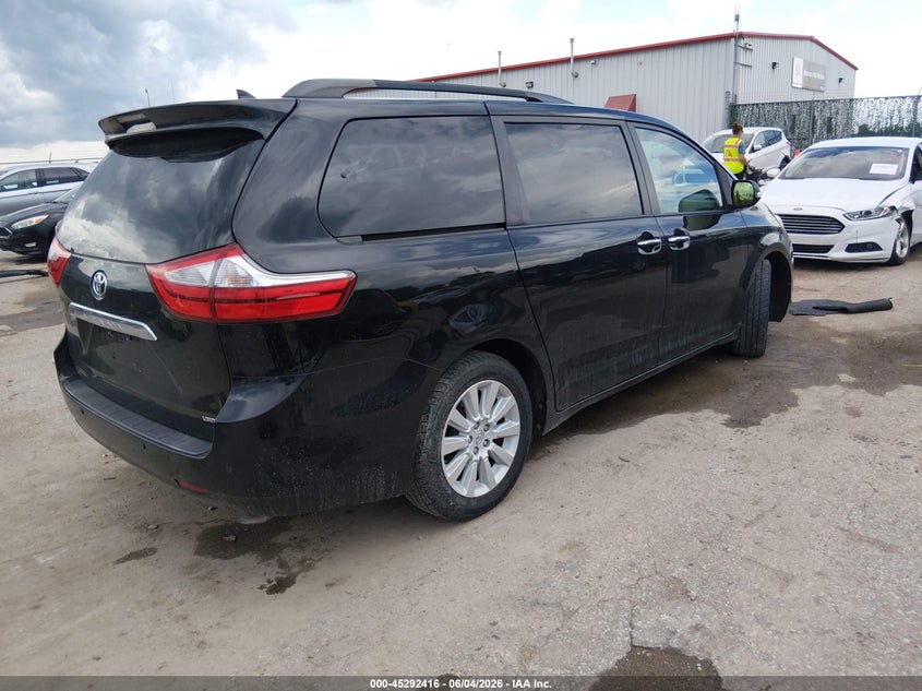 Vin: 5tdyk3dc3fs599193, lot: 45790252, toyota sienna limited premium 7 passenger 20154