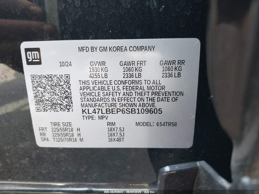 2025 Buick Envista Sport Touring Fwd VIN: KL47LBEP6SB109605 Lot: 45292603