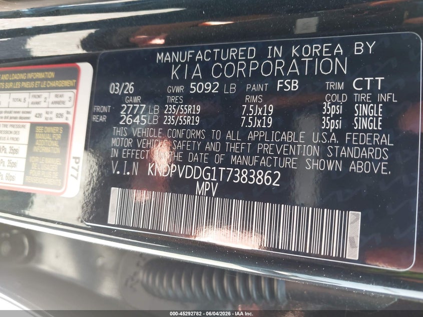 2026 Kia Sportage Hybrid X-Line VIN: KNDPVDDG1T7383862 Lot: 45292782
