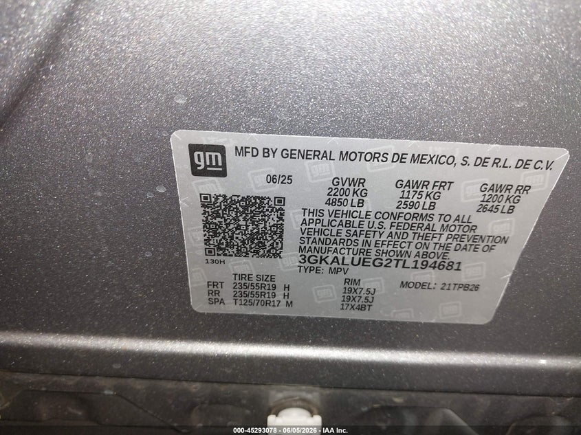 2026 GMC TERRAIN 1.5L I-4 DI, DOHC, V(VIN: 3GKALUEG2TL194681