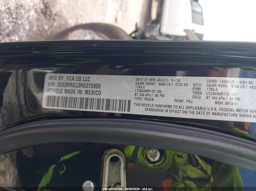 2024 RAM 3500 (VIN: 3C63RRGL3RG273909