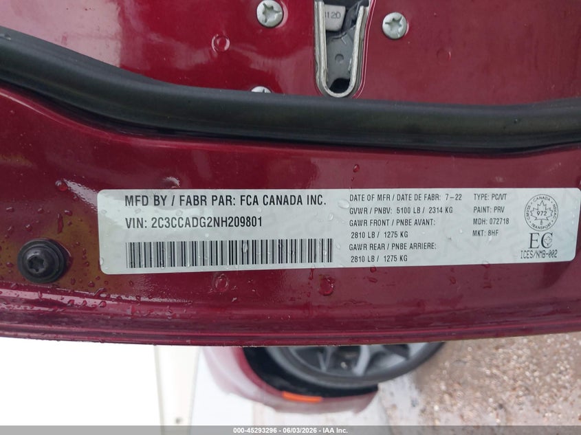 2022 Chrysler 300 Touring-L VIN: 2C3CCADG2NH209801 Lot: 45293296