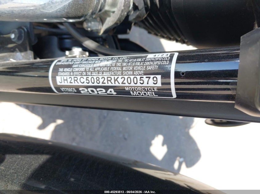 2024 Honda Vt750 Cs VIN: JH2RC5082RK200579 Lot: 45293513