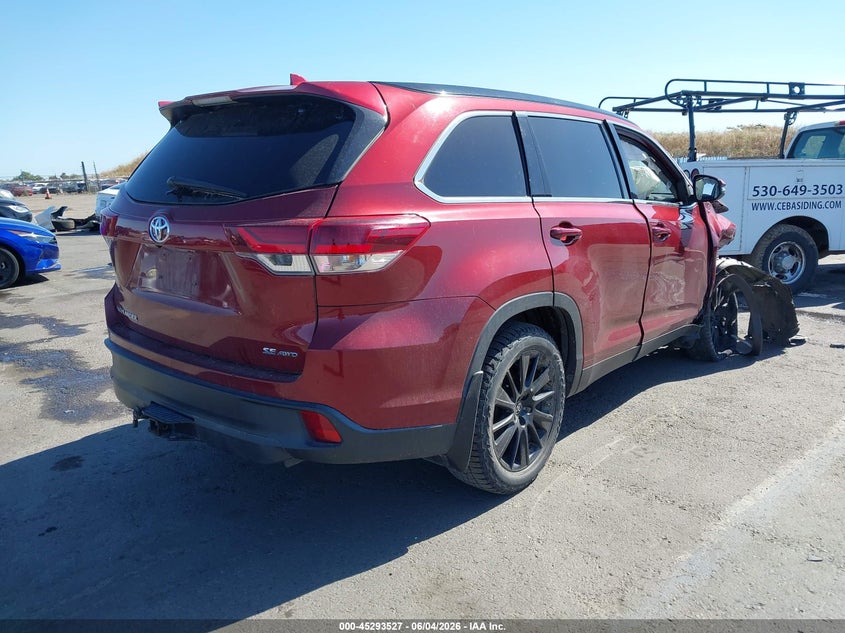 Vin: 5tdjzrfh2ks626578, lot: 45791363, toyota highlander se/xle 20194