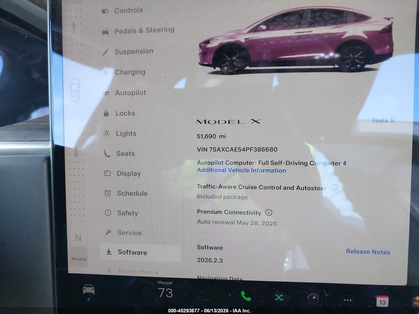 2023 Tesla Model X Dual Motor All-Wheel Drive/Standard Range VIN: 7SAXCAE54PF386680 Lot: 45293677