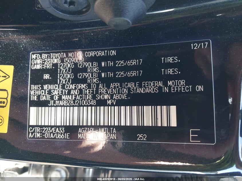 2018 Lexus Nx 300 VIN: JTJYARBZ8J2100348 Lot: 45293918