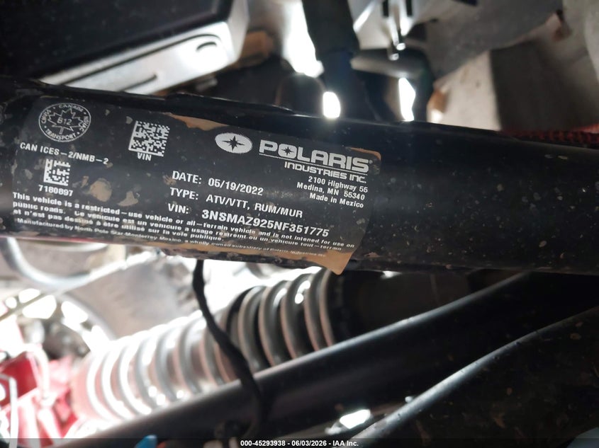 2022 Polaris Rzr Pro Xp Premium VIN: 3NSMAZ925NF351775 Lot: 45293938