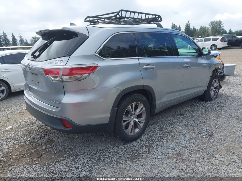 Vin: 5tdjkrfh0es063331, lot: 45791837, toyota highlander xle v6 20144