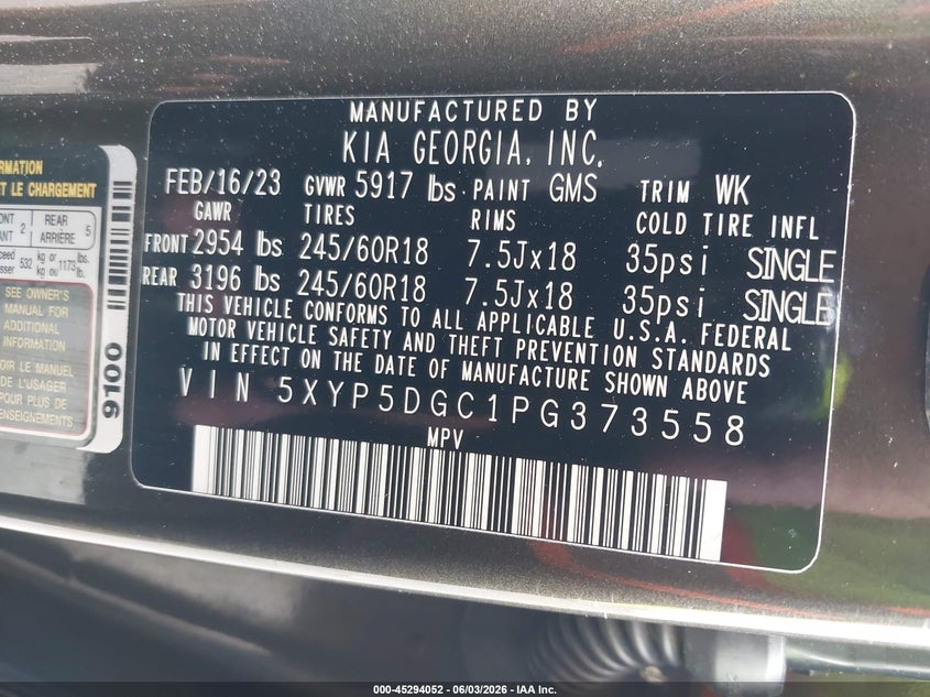 2023 Kia Telluride Sx Prestige X-Pro VIN: 5XYP5DGC1PG373558 Lot: 45294052
