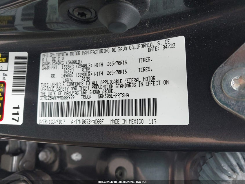 2023 Toyota Tacoma Trd Off Road VIN: 3TMCZ5AN7PM588979 Lot: 45294218