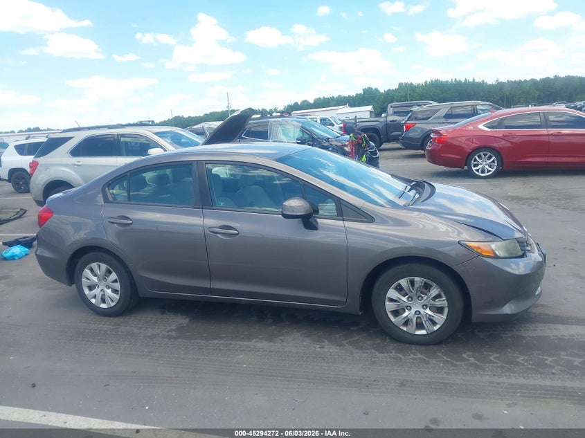 2012 Honda Civic 1.8 Lx grey Lot 111045294272 Vin 19XFB2F51CE373840