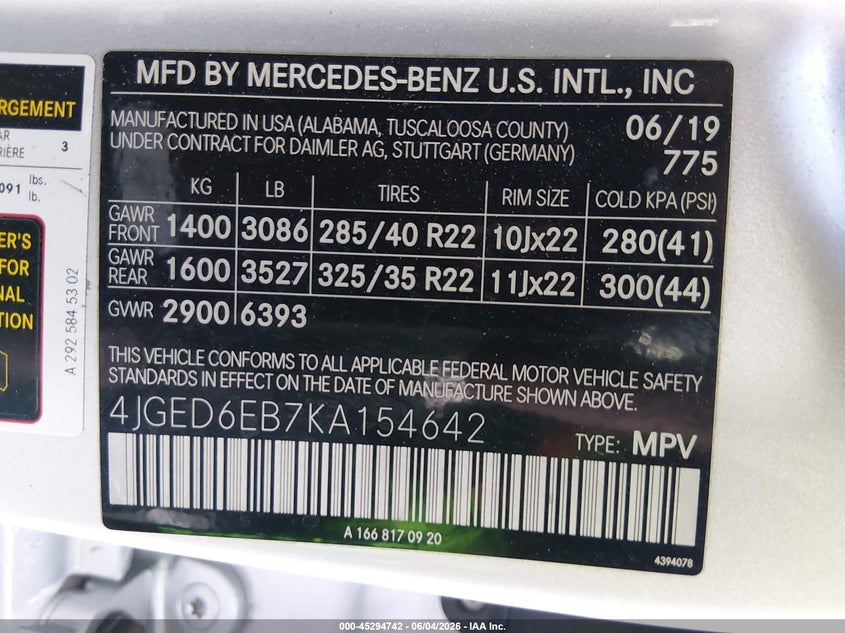 2019 Mercedes-Benz Amg Gle 43 Coupe 4Matic VIN: 4JGED6EB7KA154642 Lot: 45294742