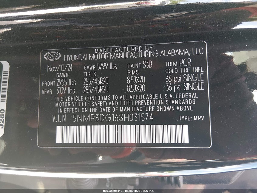 VIN 5NMP3DG16SH031574 2025 HYUNDAI SANTA FE HYBRID LIMITED
