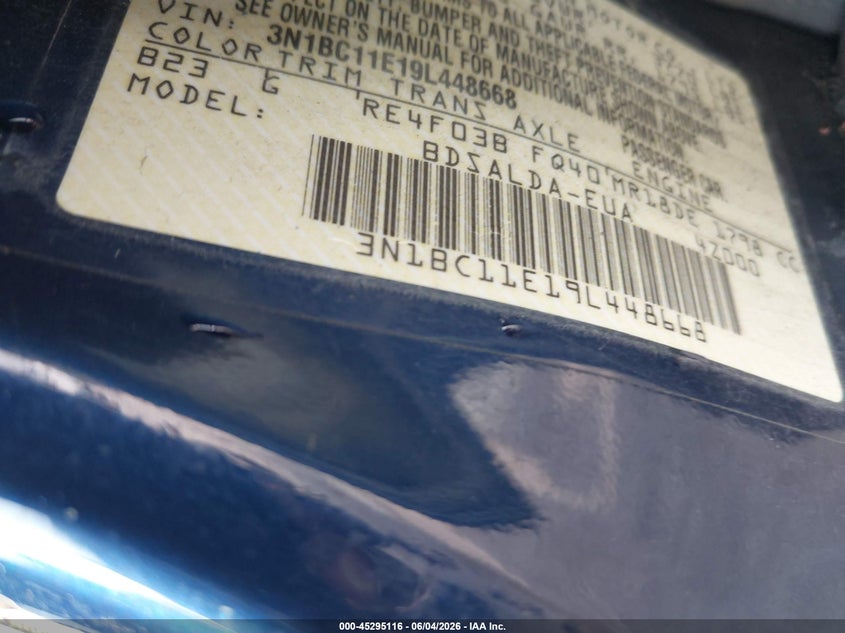 2009 Nissan Versa 1.8S VIN: 3N1BC11E19L448668 Lot: 45295116