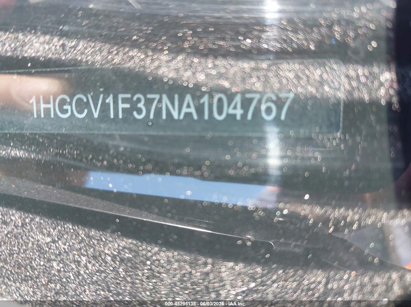2022 Honda Accord Sport VIN: 1HGCV1F37NA104767 Lot: 45295138