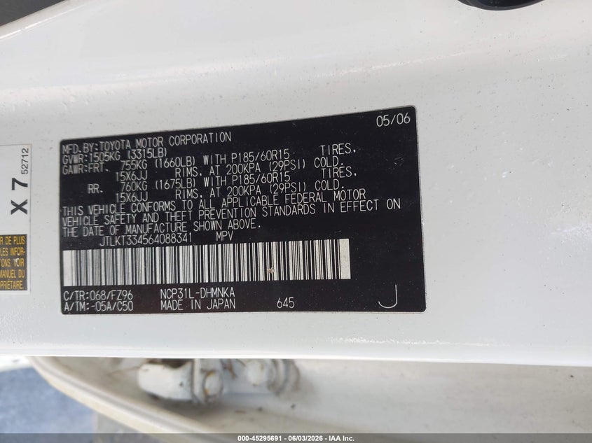 2006 Scion Xb VIN: JTLKT334564088341 Lot: 45295691