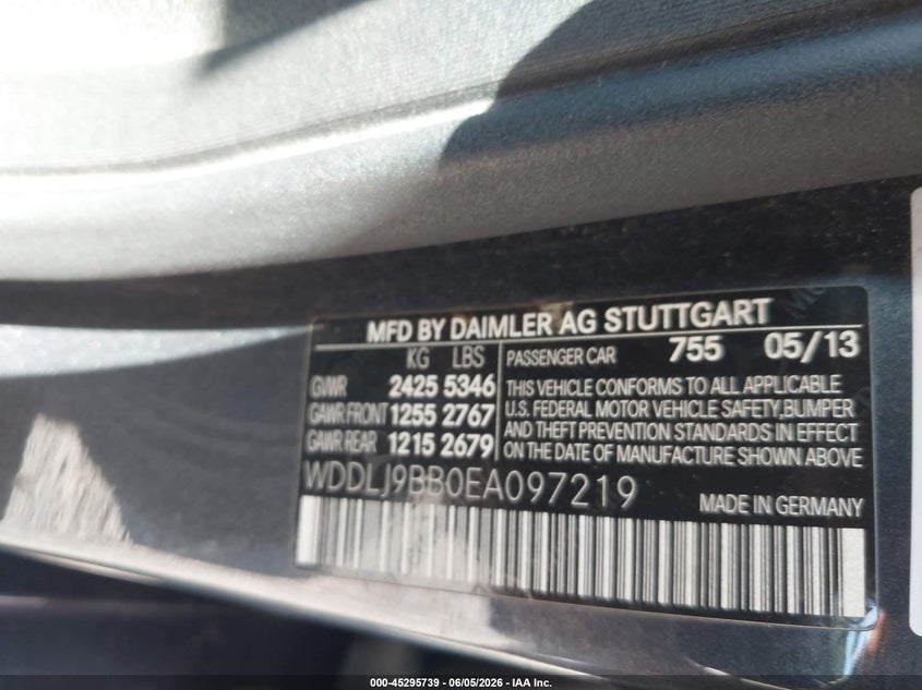 2014 Mercedes-Benz Cls 550 4Matic VIN: WDDLJ9BB0EA097219 Lot: 45295739