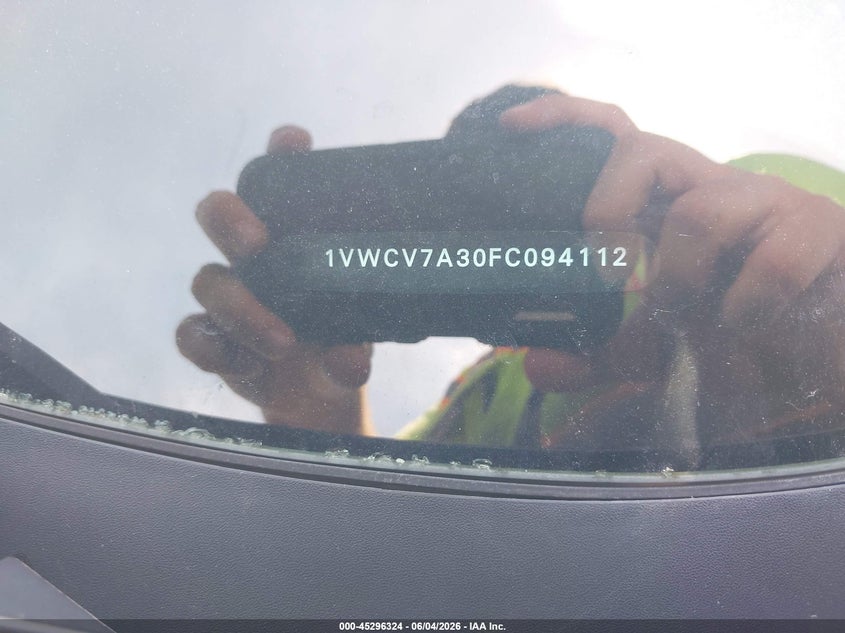 2015 VOLKSWAGEN PASSAT SEDAN 2.0L I-4 DI, DOHC, TURBO, 150HP