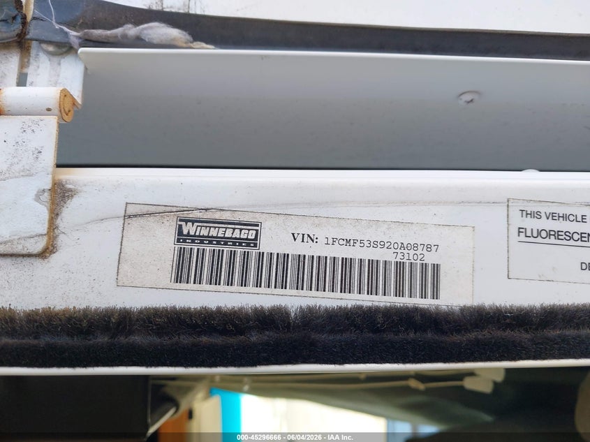 2002 Ford F550 Super Duty Stripped Chass VIN: 1FCMF53S920A08787 Lot: 45296666