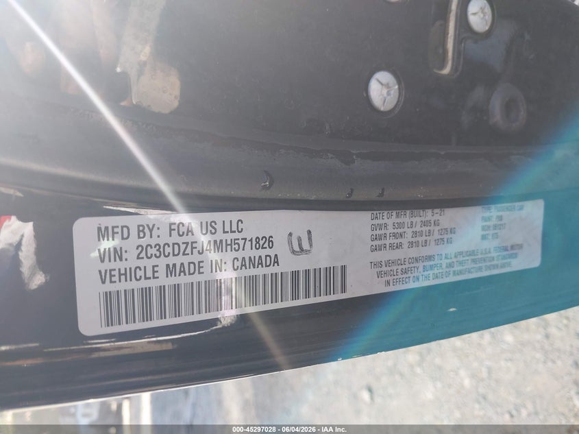 2021 Dodge Challenger(VIN: 2C3CDZFJ4MH571826