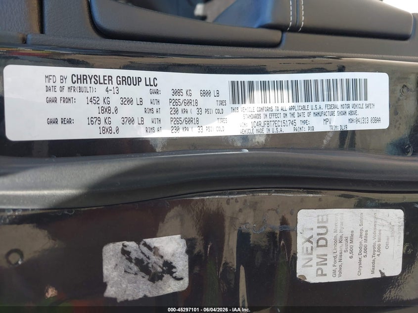2014 Jeep Grand Cherokee Limited VIN: 1C4RJFBT7EC151745 Lot: 45297101