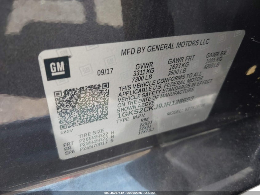 2018 GMC Yukon Denali VIN: 1GKS2CKJ9JR128653 Lot: 45297142