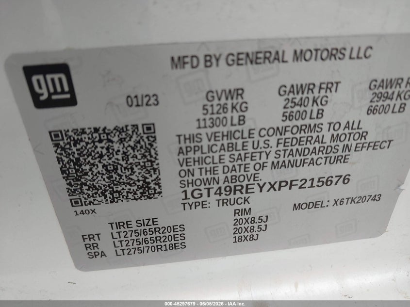 2023 GMC SIERRA 2500HD (VIN: 1GT49REYXPF215676