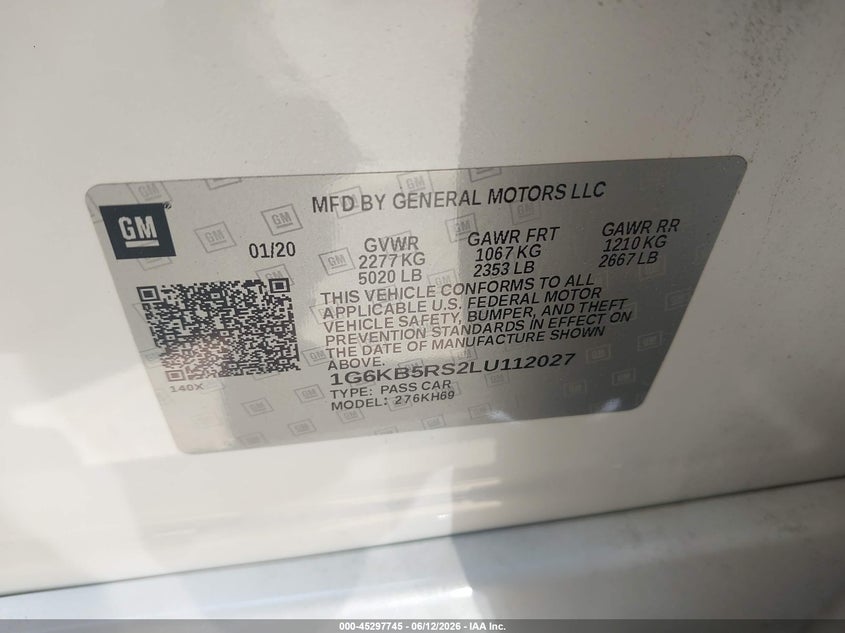 2020 Cadillac Ct6 Awd Luxury VIN: 1G6KB5RS2LU112027 Lot: 45297745