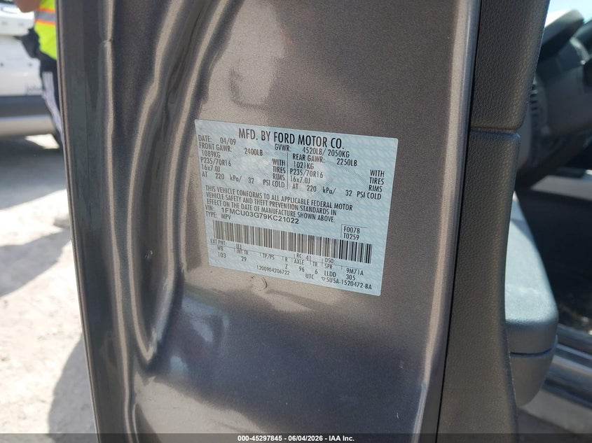 2009 Ford Escape Xlt VIN: 1FMCU03G79KC21022 Lot: 45297845