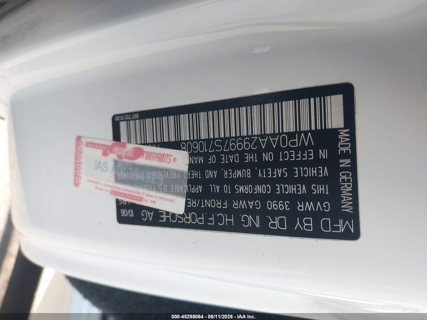 2007 Porsche 911 Carrera/Carrera 4 VIN: WP0AA29997S710608 Lot: 45298064