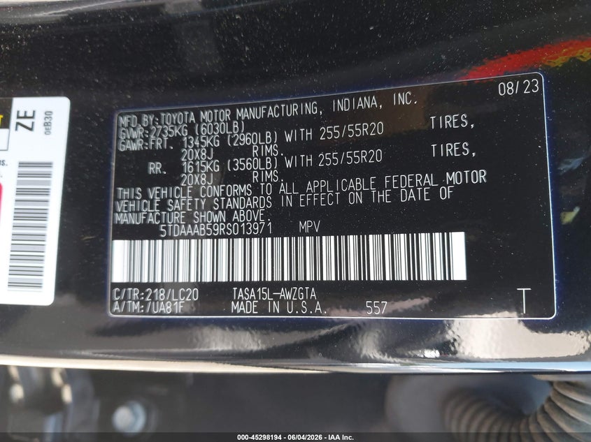 2024 Toyota Grand Highlander Limited VIN: 5TDAAAB59RS013971 Lot: 45298194