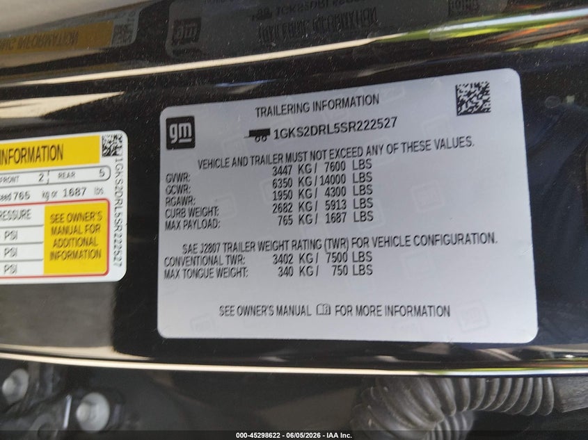 2025 GMC Yukon 4Wd Denali VIN: 1GKS2DRL5SR222527 Lot: 45298622