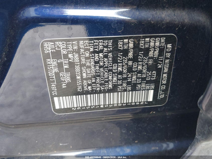 VIN JN8BT3BB3SW155162 2025 NISSAN ROGUE SV INTELLIGENT AWD