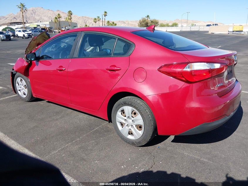 Vin: knafk4a61g5567164, lot: 45796592, kia forte lx 20163