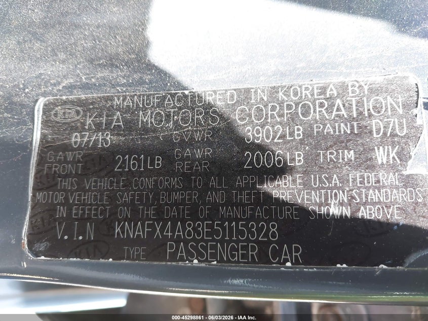 2014 Kia Forte Ex VIN: KNAFX4A83E5115328 Lot: 45298861