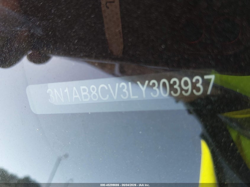 2020 Nissan Sentra Sv Xtronic Cvt VIN: 3N1AB8CV3LY303937 Lot: 45299086