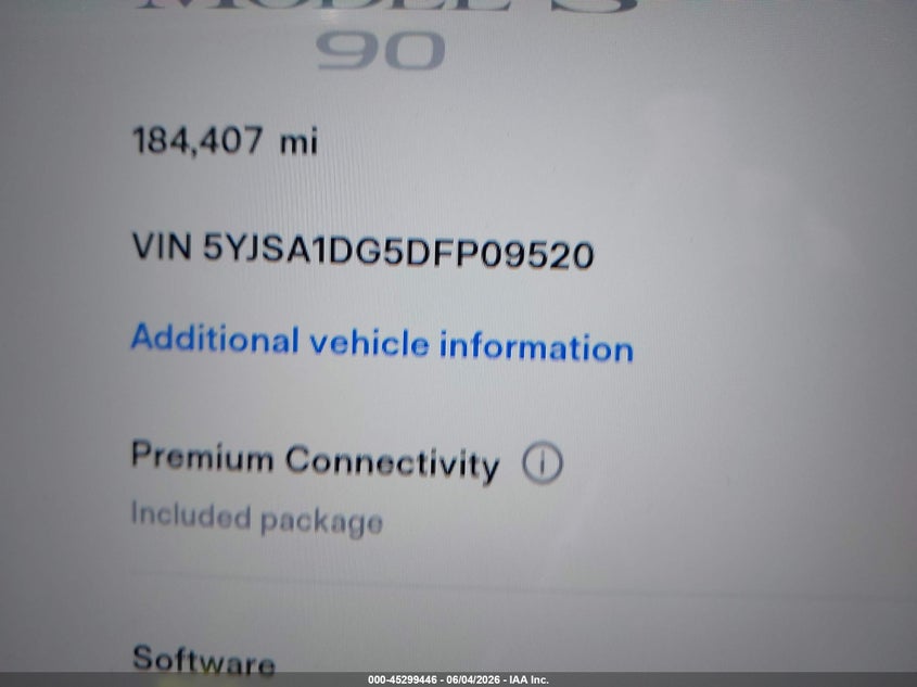 2013 Tesla Model S VIN: 5YJSA1DG5DFP09520 Lot: 45299446