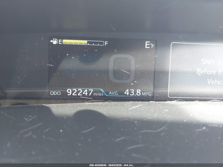 2019 Toyota Prius Le VIN: JTDL9RFU3K3002974 Lot: 45300046