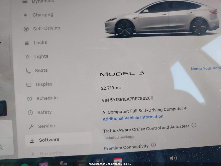 2024 Tesla Model 3 Long Range Dual Motor All-Wheel Drive/Rear-Wheel Drive VIN: 5YJ3E1EA7RF786206 Lot: 45300055