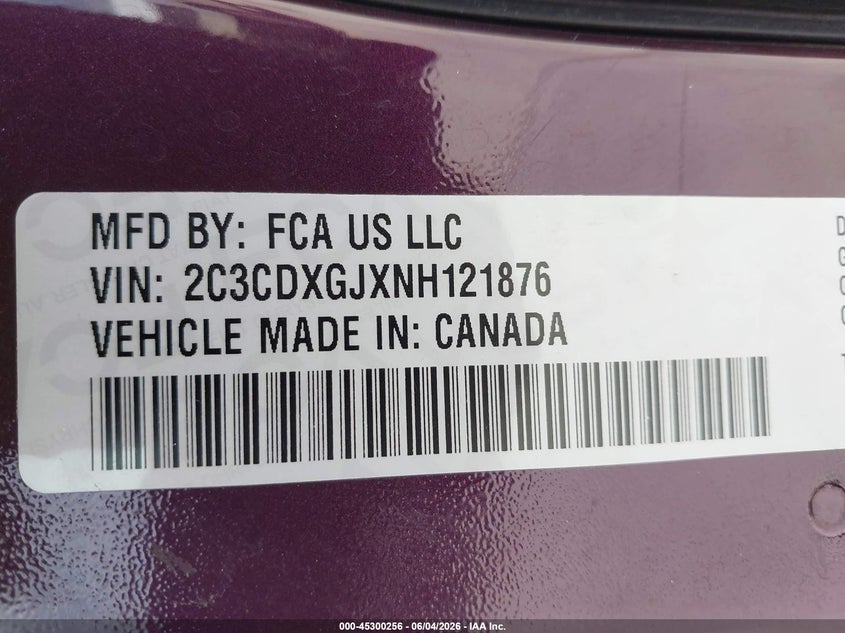 2022 Dodge Charger Scat Pack Widebody VIN: 2C3CDXGJXNH121876 Lot: 45300256