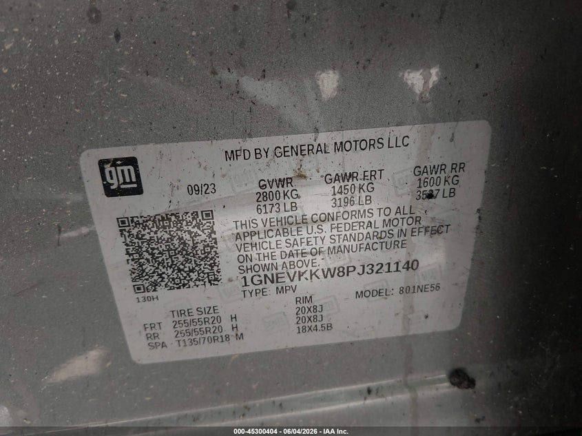 2023 Chevrolet Traverse Awd Premier VIN: 1GNEVKKW8PJ321140 Lot: 45300404