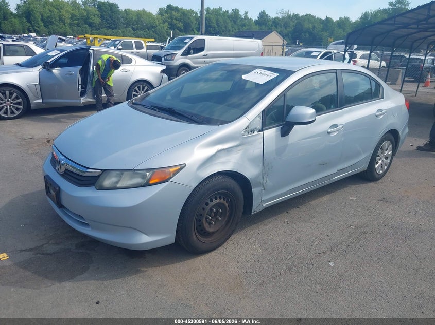 2012 Honda Civic 1.8 Lx blue Lot 111045300591 Vin 2HGFB2F55CH520733