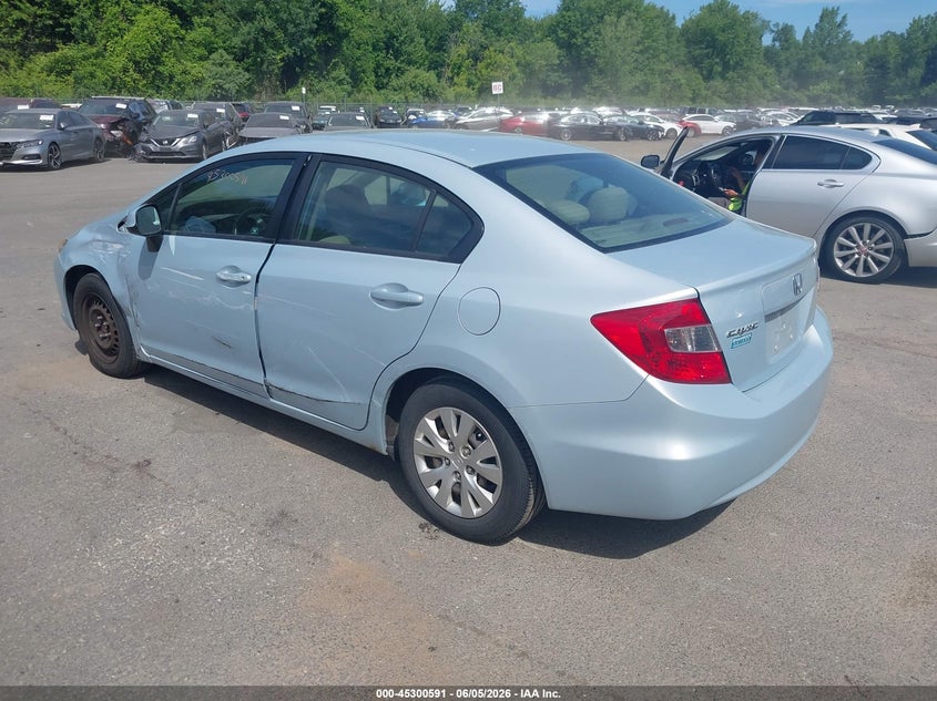 2012 Honda Civic 1.8 Lx blue Lot 111045300591 Vin 2HGFB2F55CH520733