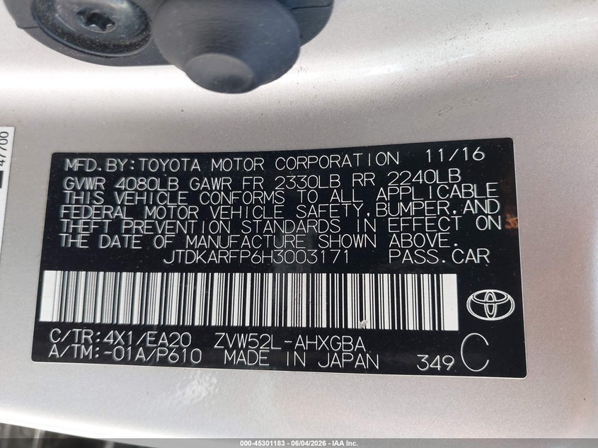 2017 Toyota Prius Prime Premium VIN: JTDKARFP6H3003171 Lot: 45301183