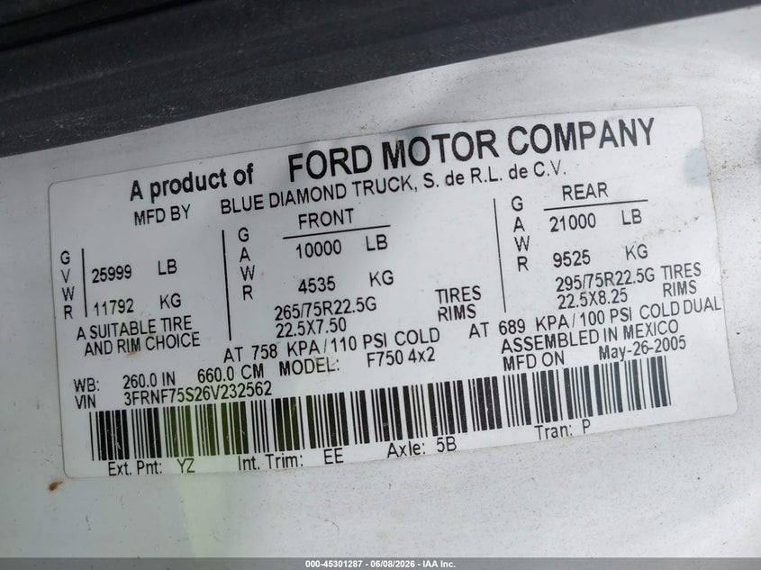 2006 FORD F-750 auction photo 8