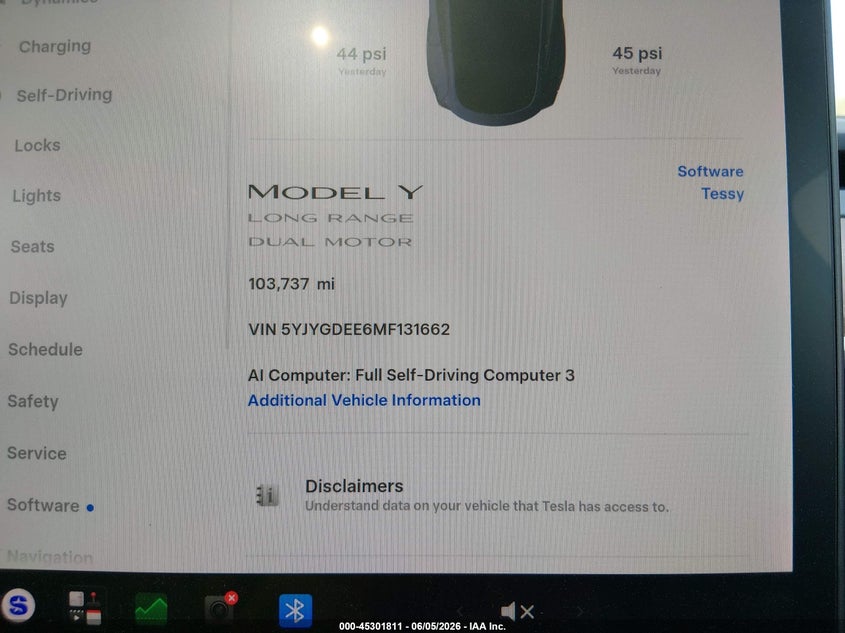 2021 Tesla Model Y Long Range Dual Motor All-Wheel Drive VIN: 5YJYGDEE6MF131662 Lot: 45301811